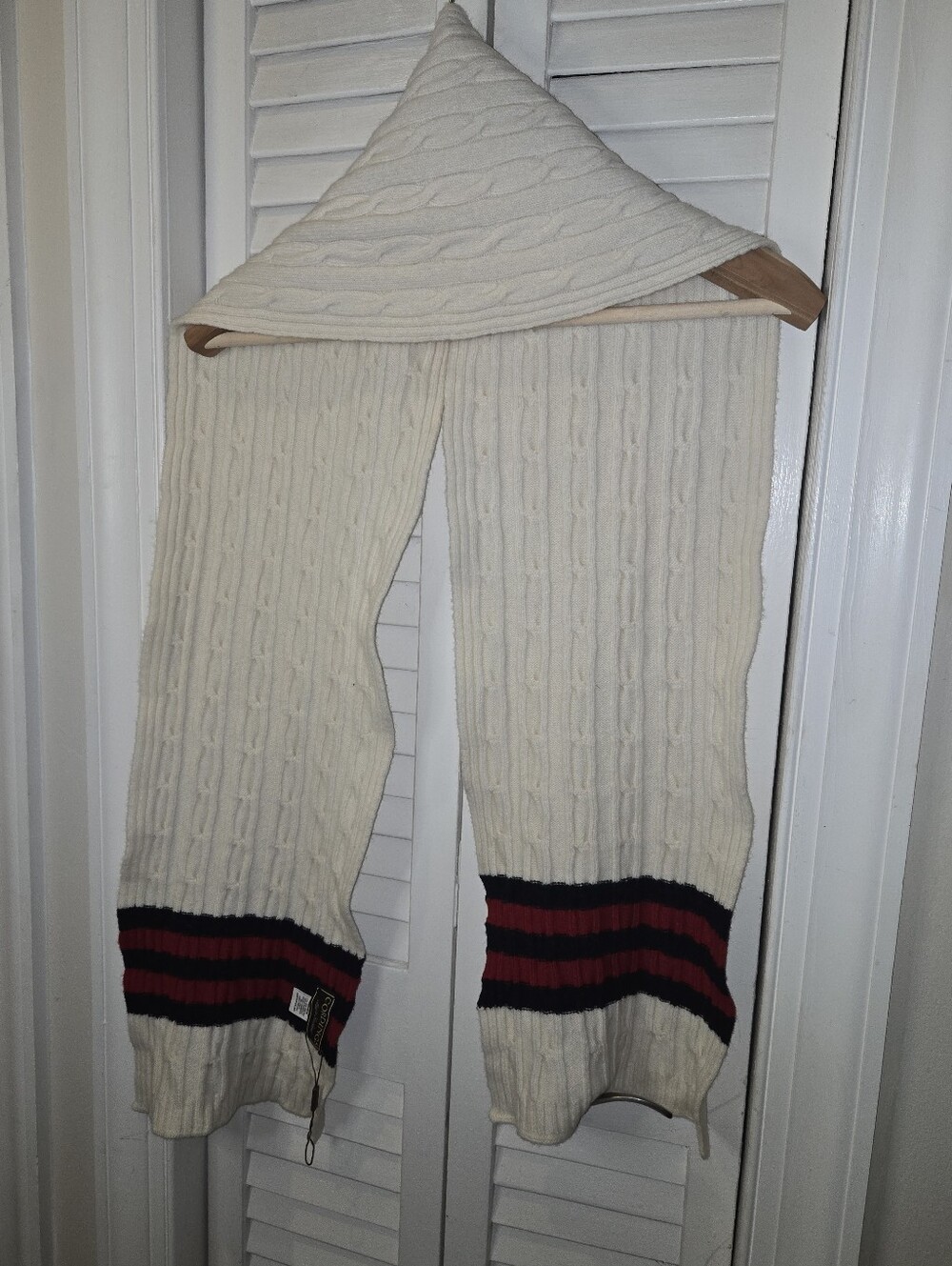 Cordings of Piccadilly Scarf 100% Geelong Lambswool Scotland Cable Knit Cricket